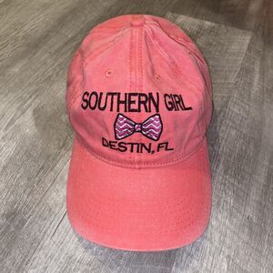 Coral Pink Destin Florida Southern Girl Hat Bowtie Cap Adjustable Strapback